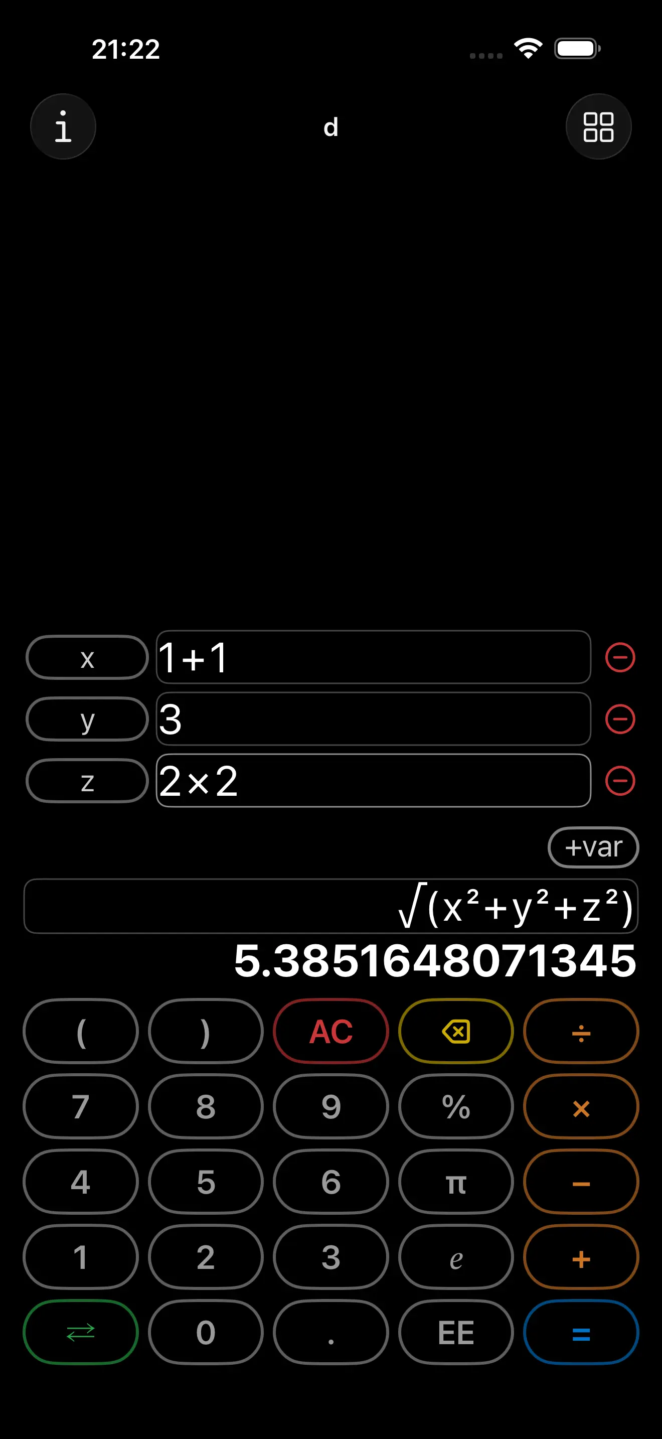 CalcVar expression editor
