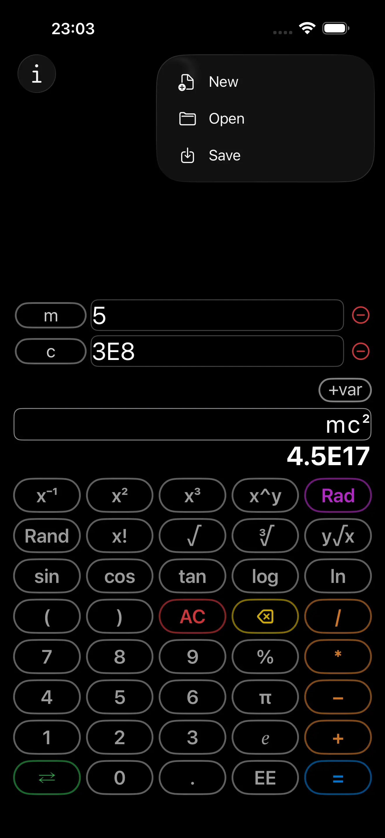 CalcVar variables list
