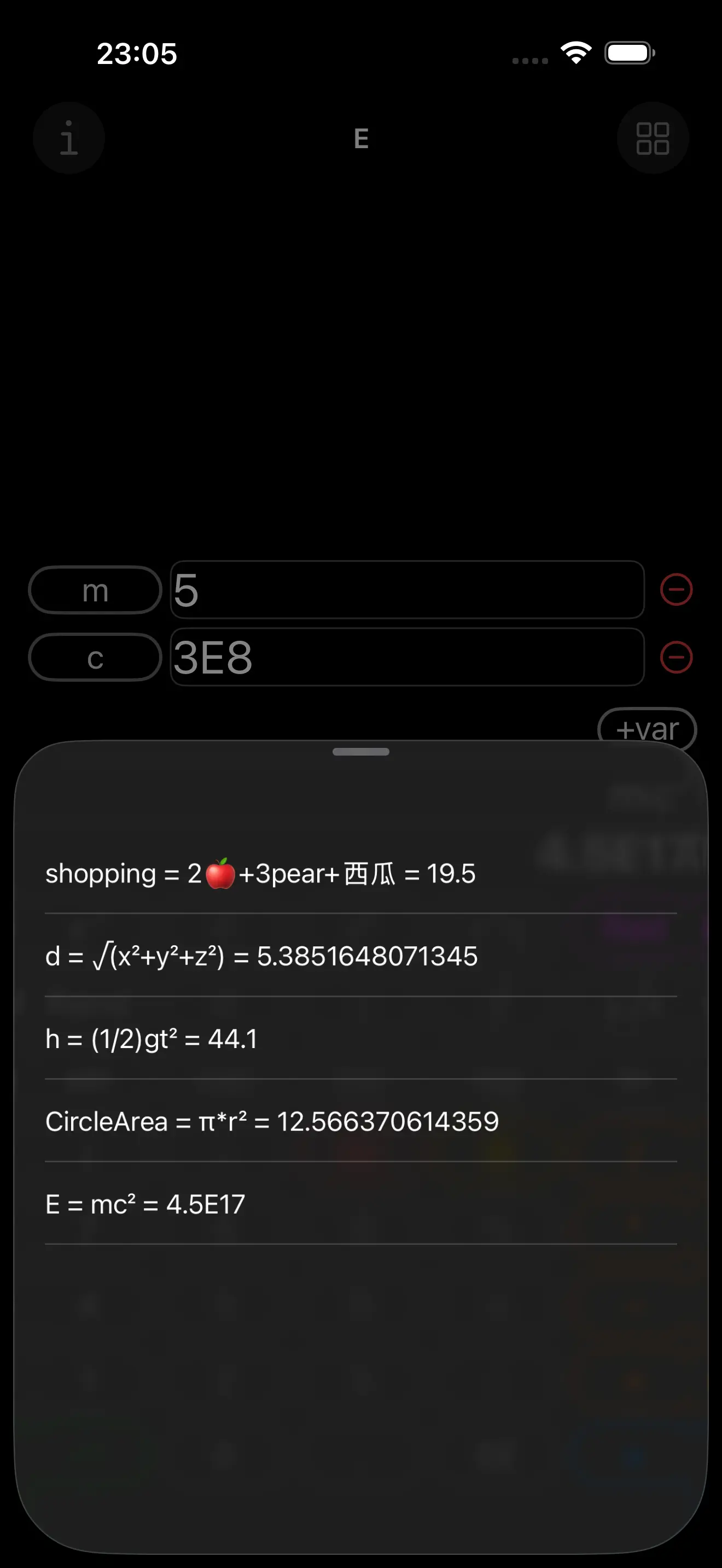 CalcVar saved variables